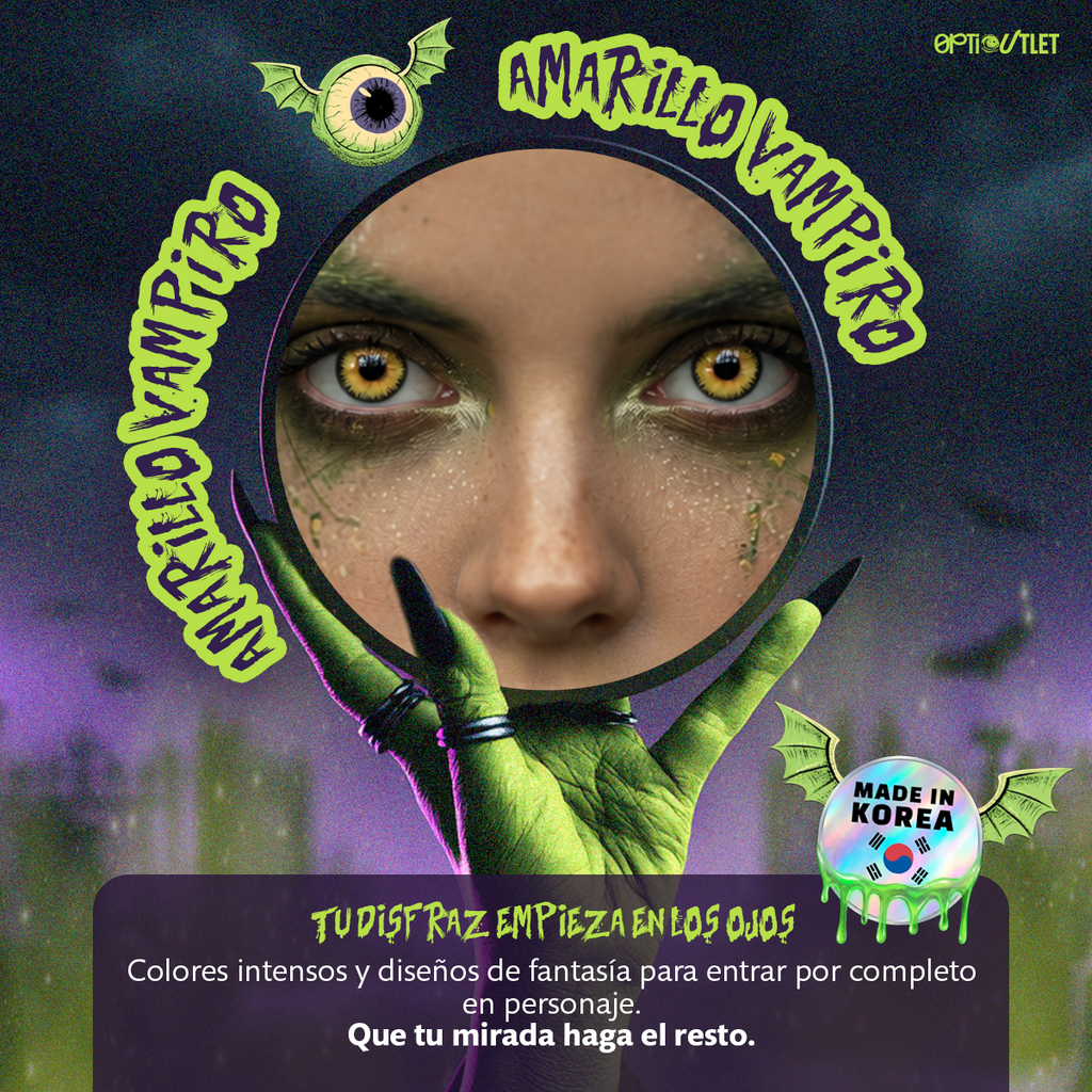 Pupilentes de fantasía Amarillo Vampiro de Optioutlet vistos de cerca