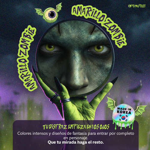 Pupilentes de fantasía Amarillo Zombie de Optioutlet vistos de cerca