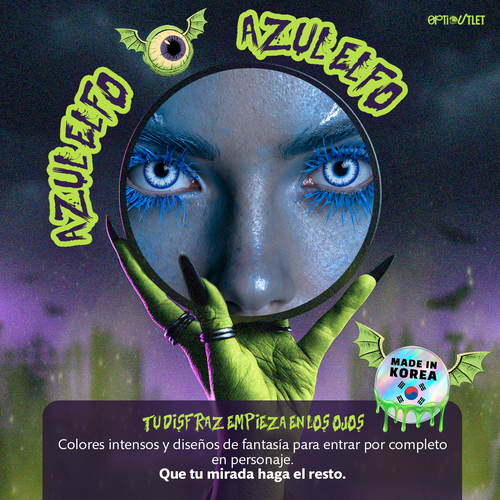 Pupilentes de fantasía Azul Elfo de Optioutlet vistos de cerca