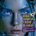 Modelo caracterizado con los pupilentes de fantasía Azul Elfo