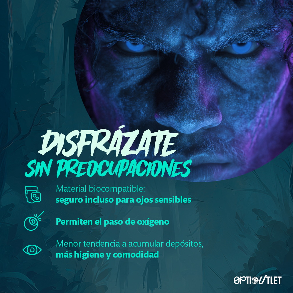 Modelo usando los pupilentes de fantasía Azul Neón