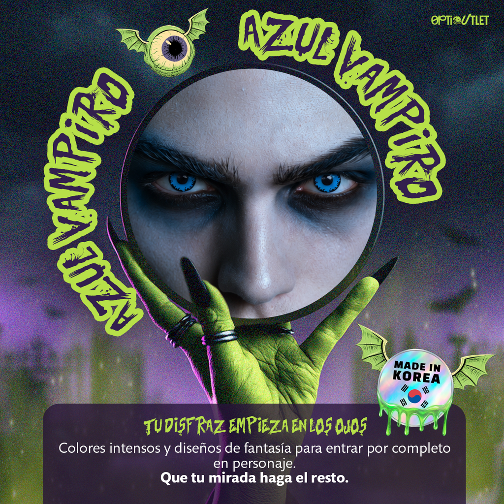 Pupilentes de fantasía Azul Vampiro de Optioutlet vistos de cerca