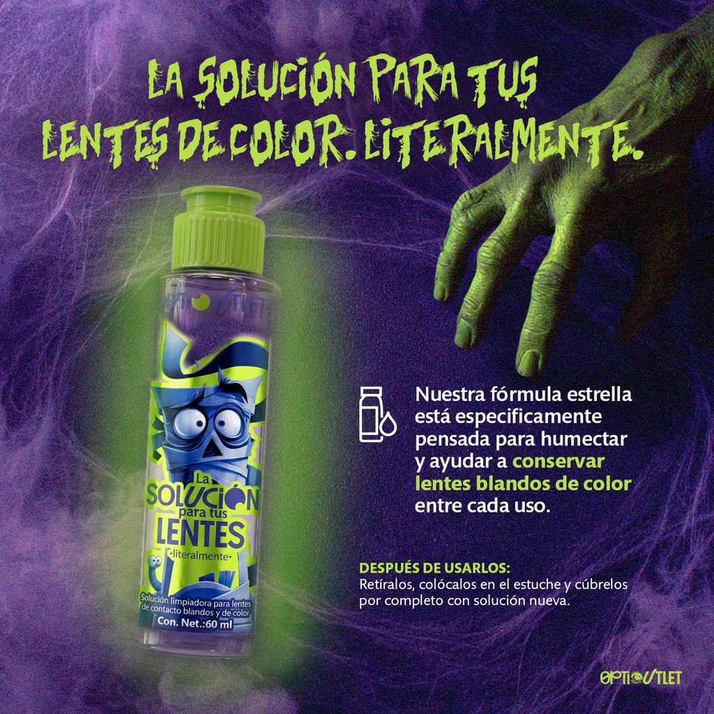 Solución limpiadora Optioutlet de 60 ml para lentes de contacto blandos de color
