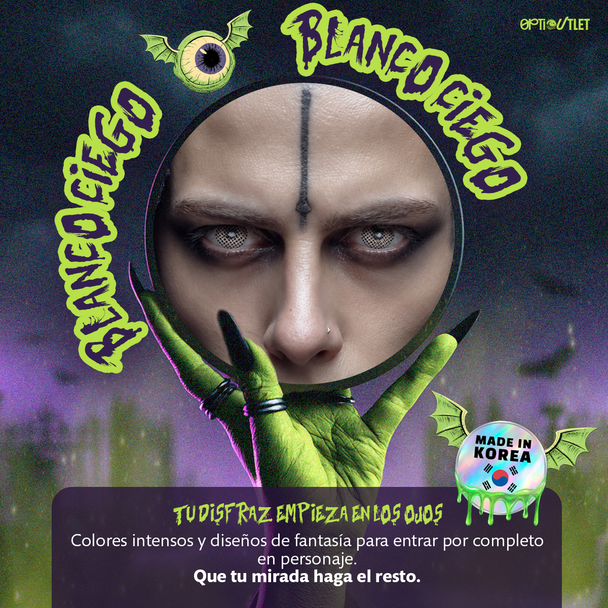 Pupilentes de fantasía Blanco Ciego de Optioutlet vistos de cerca