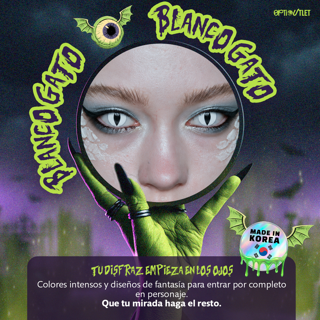 Pupilentes de fantasía Blanco Gato de Optioutlet vistos de cerca
