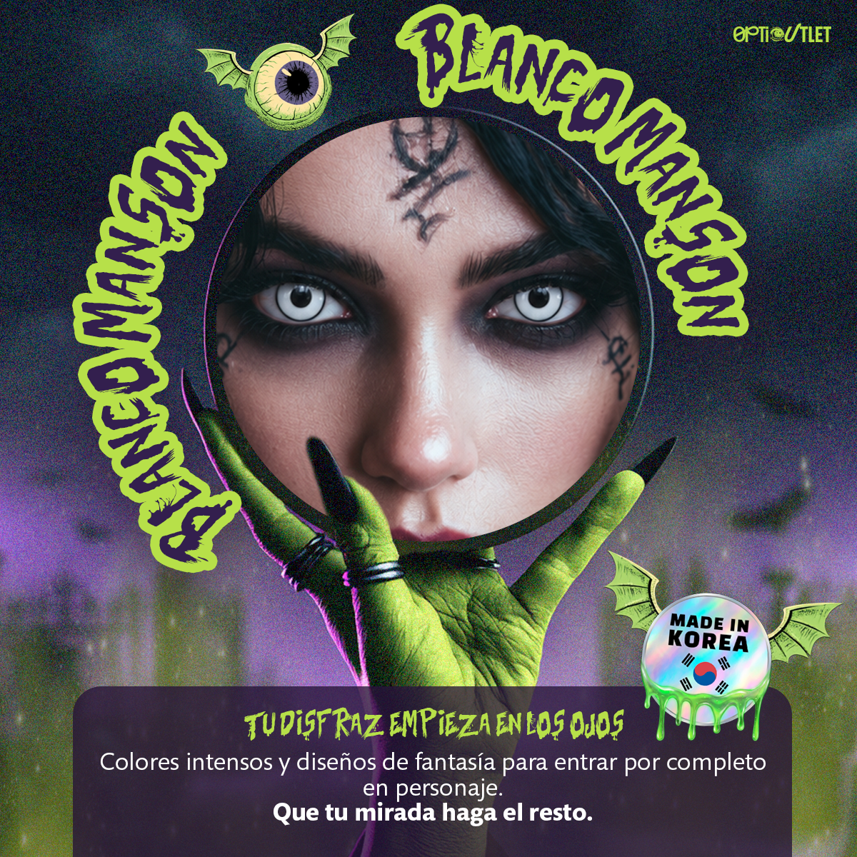 Pupilentes de fantasía Blanco Manson de Optioutlet vistos de cerca