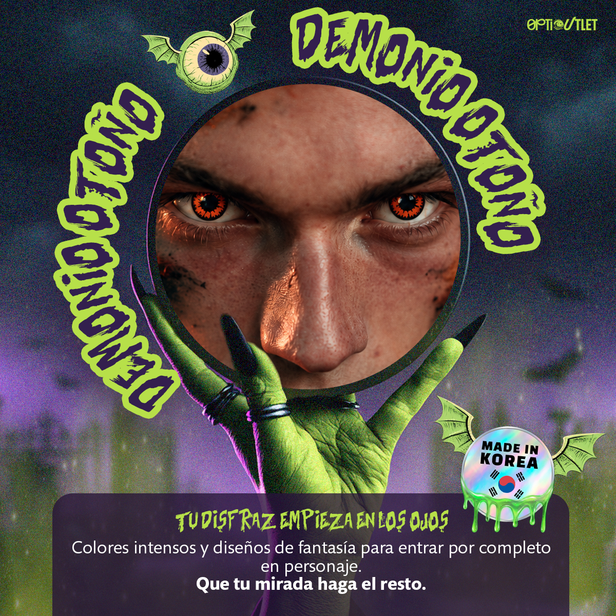 Pupilentes de fantasía Demonio Otoño de Optioutlet vistos de cerca