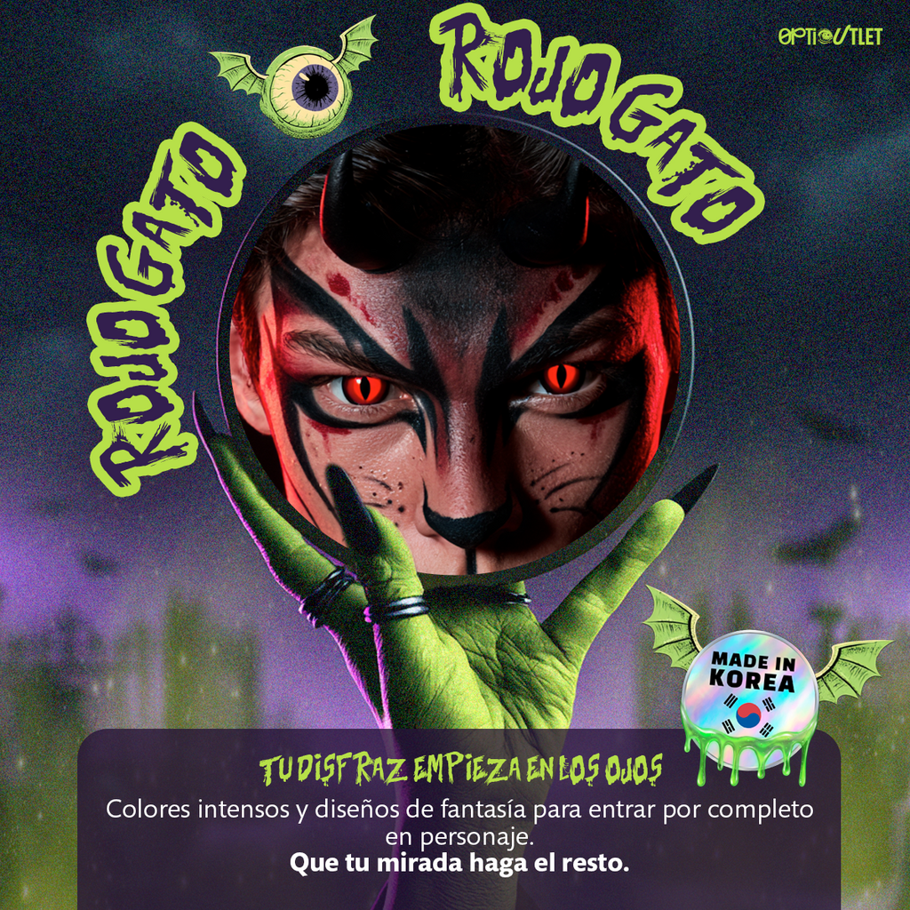 Pupilentes de fantasía Gato Rojo de Optioutlet vistos de cerca