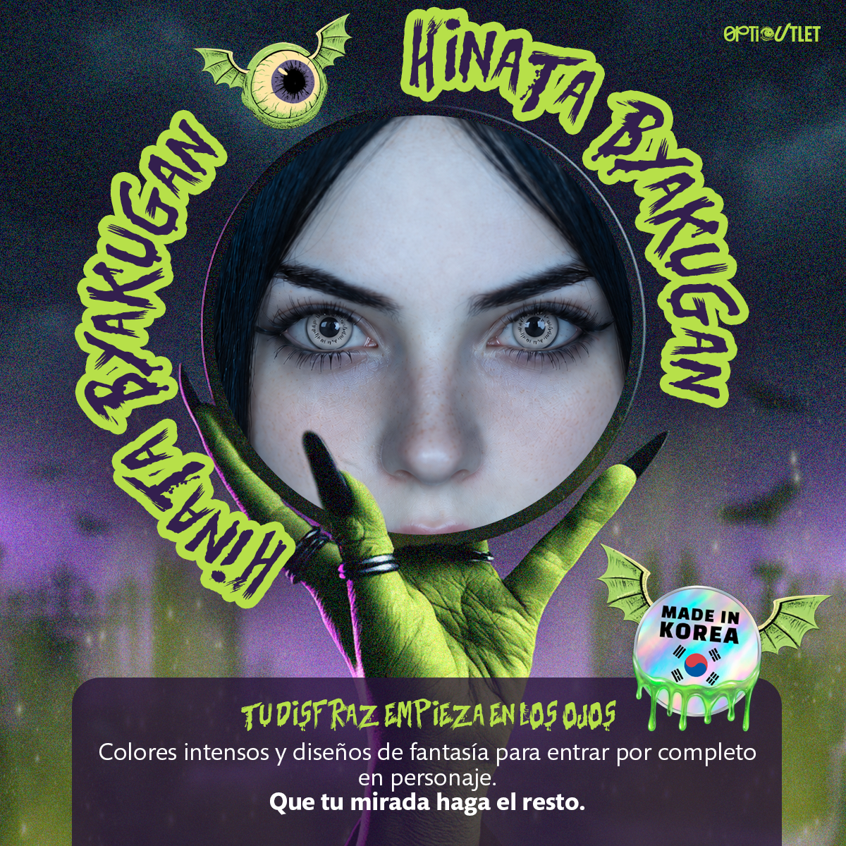 Pupilentes de fantasía Hinata Byakugan de Optioutlet vistos de cerca