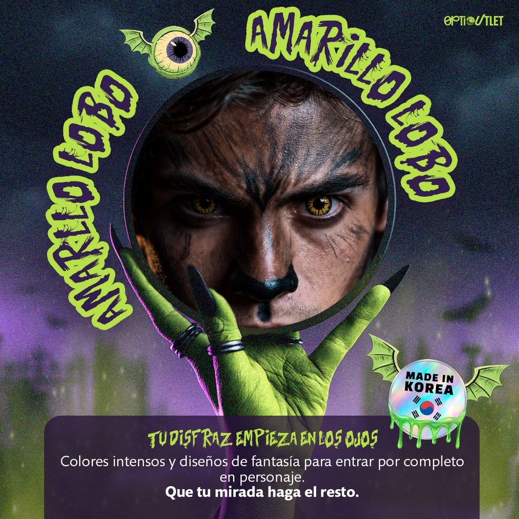 Pupilentes de fantasía Hombre Lobo de Optioutlet vistos de cerca