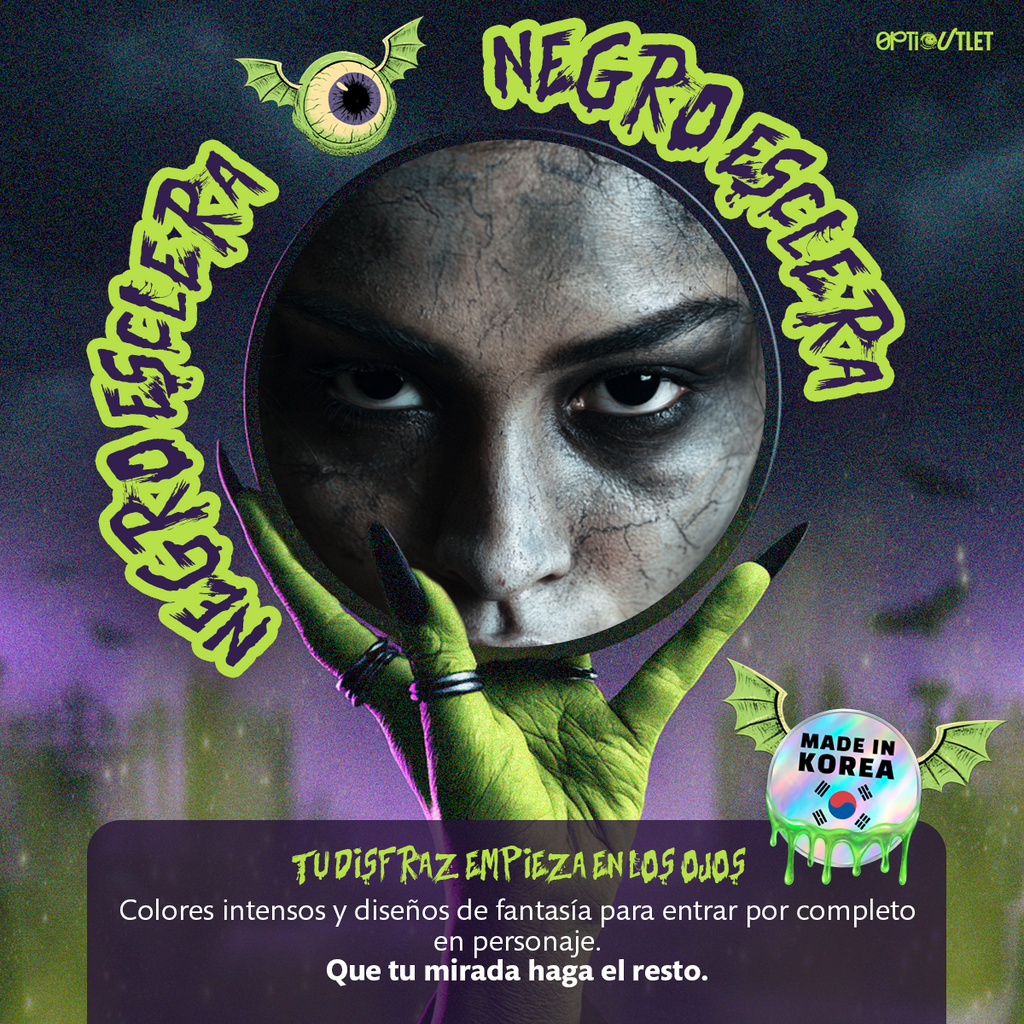 Pupilentes de fantasía Negro Esclera de Optioutlet vistos de cerca
