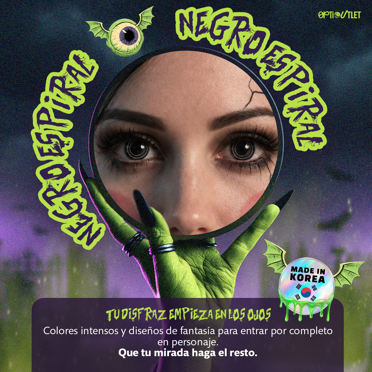 Pupilentes de fantasía Negro Espiral de Optioutlet vistos de cerca