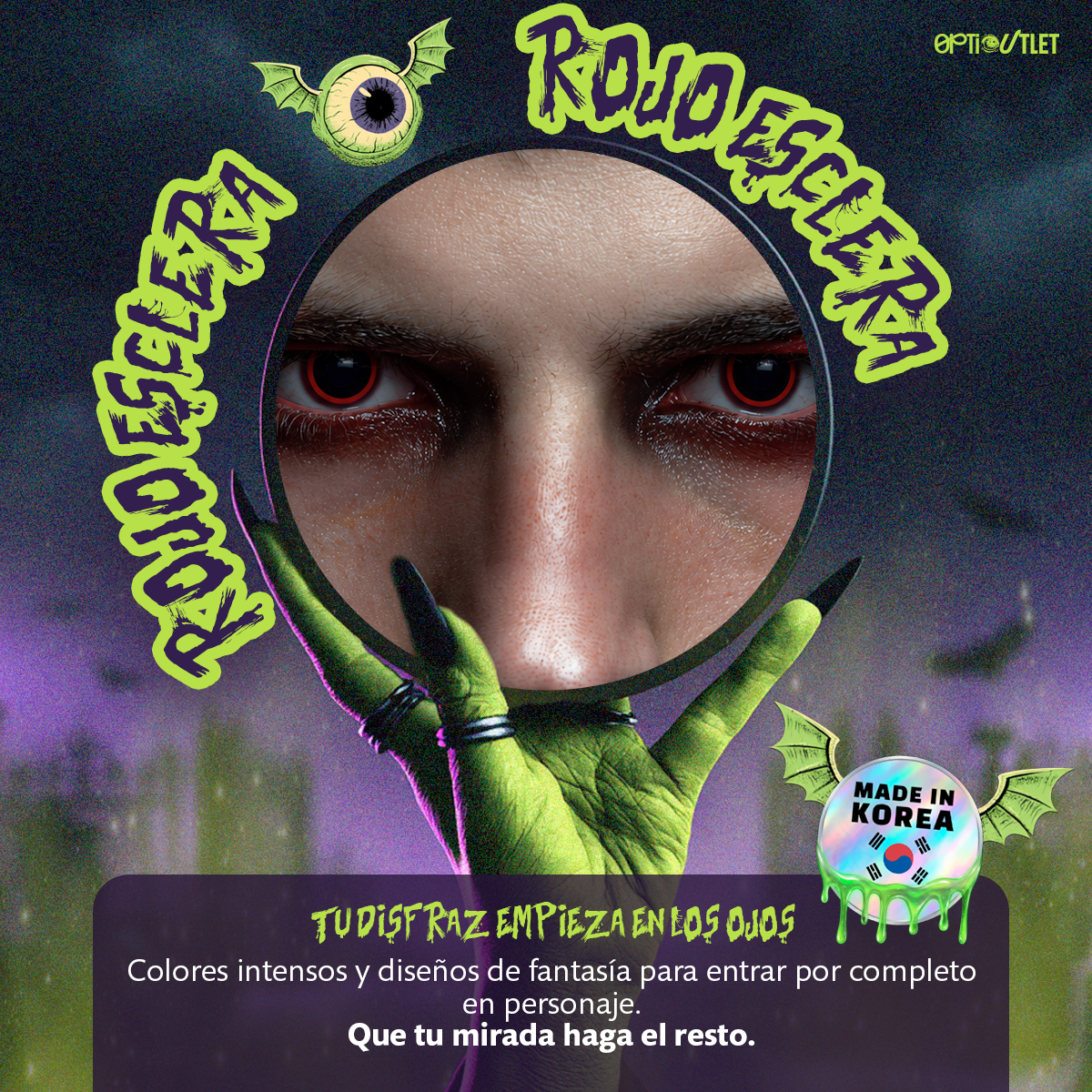 Pupilentes de fantasía Rojo Esclera de Optioutlet vistos de cerca