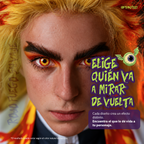 Modelo caracterizado con los pupilentes de fantasía Rojo Fuego
