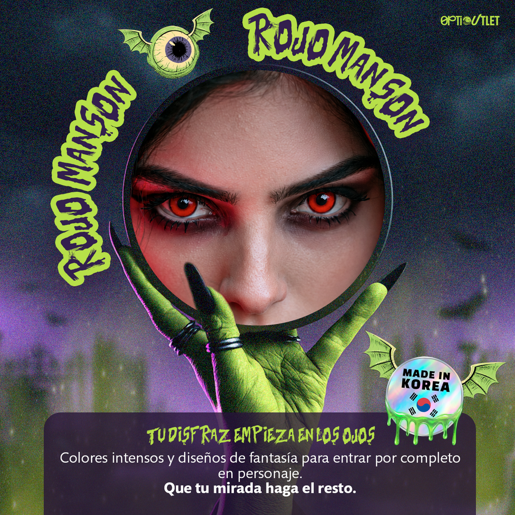 Pupilentes de fantasía Rojo Manson de Optioutlet vistos de cerca