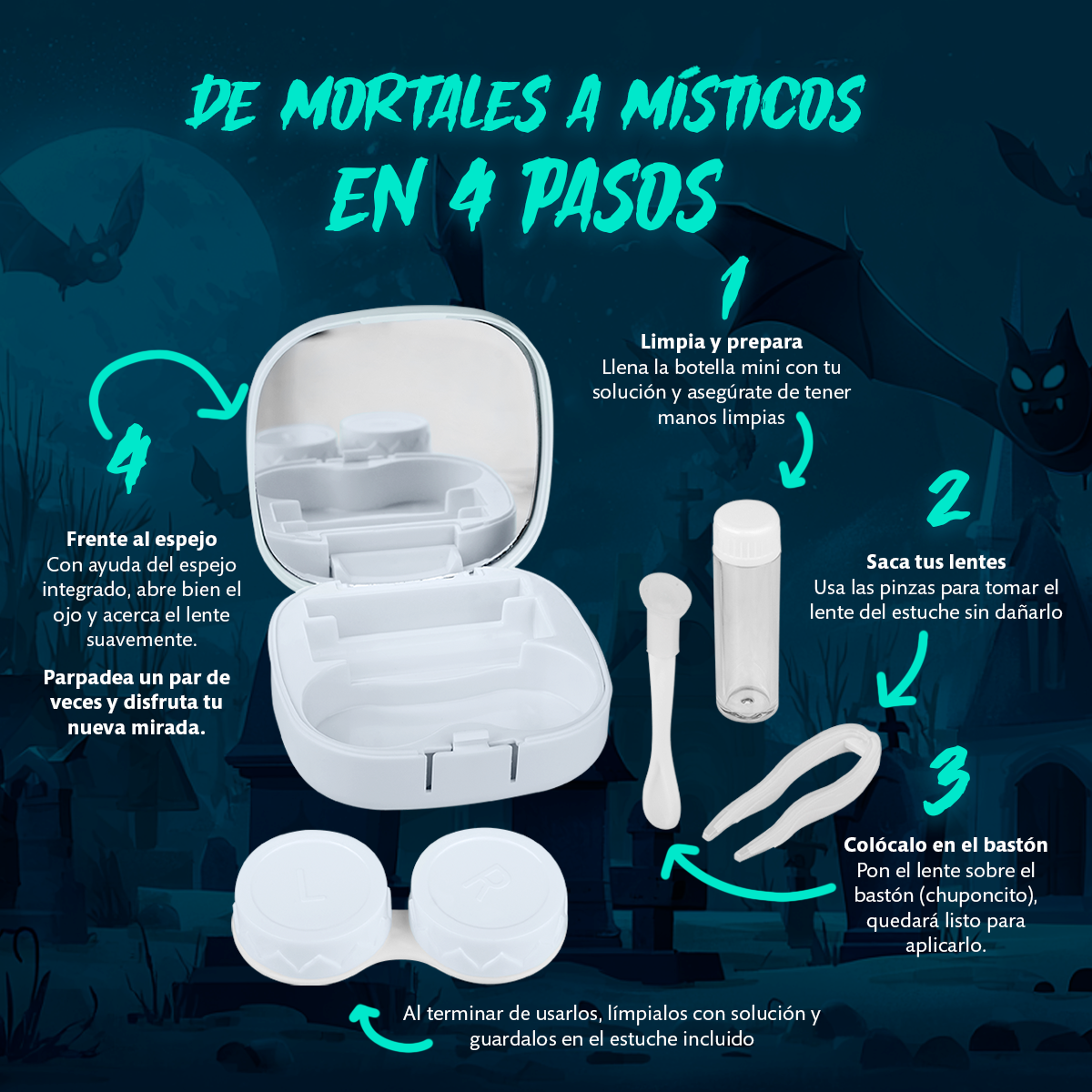 Cómo colocar tus pupilentes Rojo Neón en 4 pasos