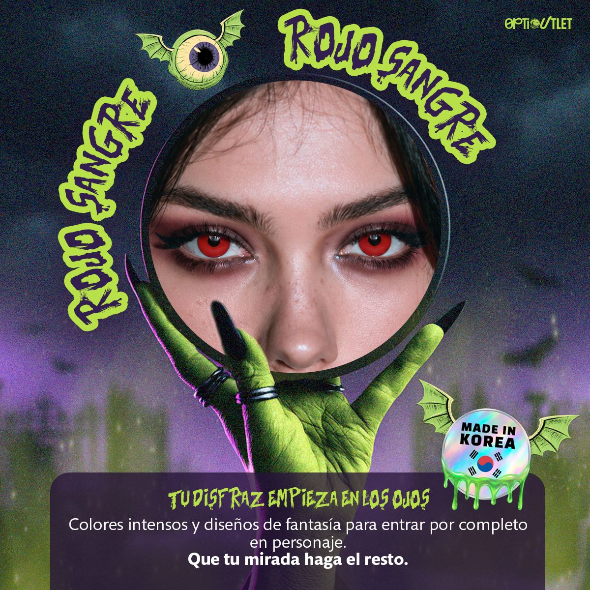 Pupilentes de fantasía Rojo Sangre de Optioutlet vistos de cerca