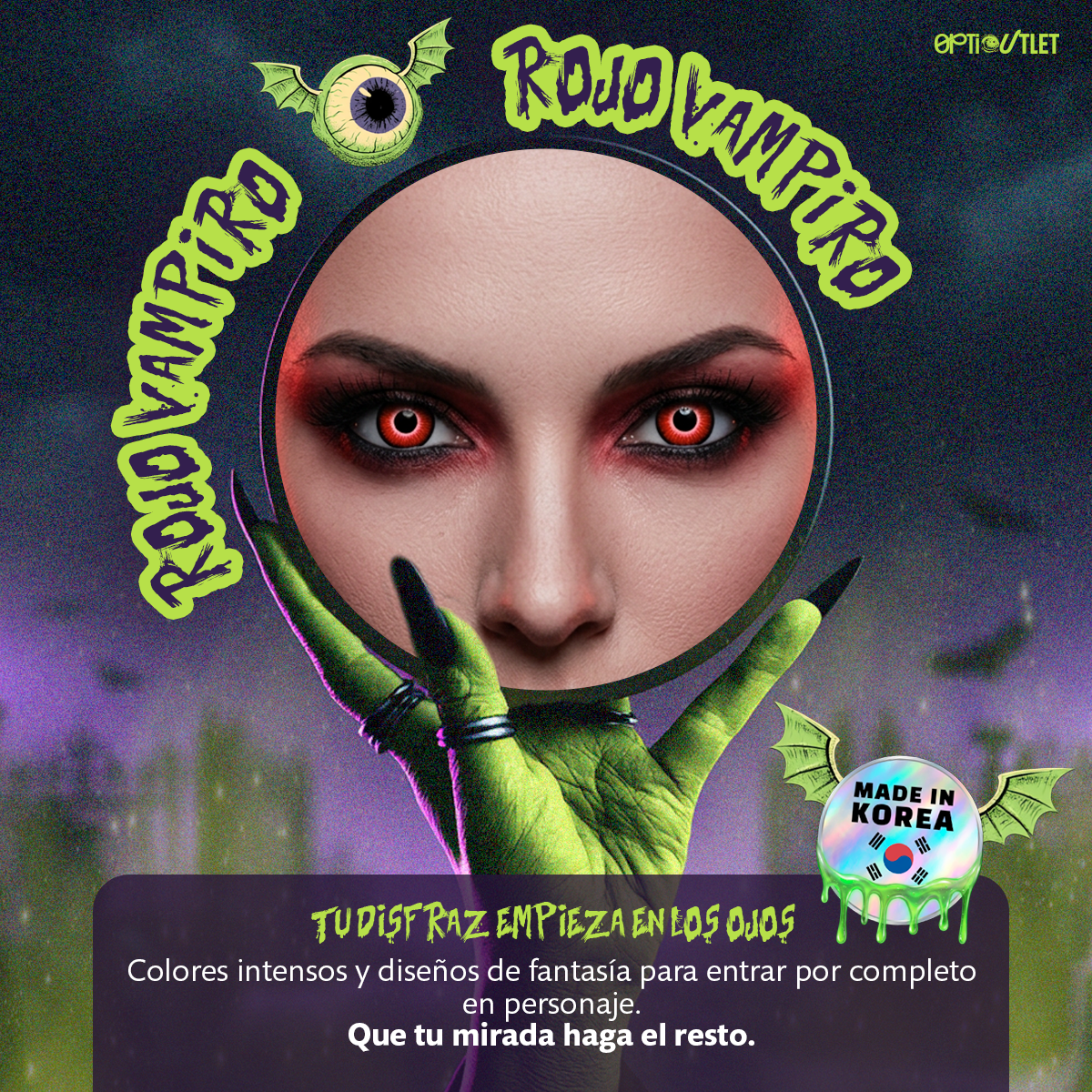Pupilentes de fantasía Rojo Vampiro de Optioutlet vistos de cerca