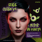 Modelo caracterizado con los pupilentes de fantasía Rojo Vampiro
