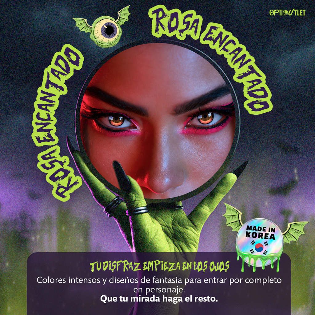 Pupilentes de fantasía Rosa Encantado de Optioutlet vistos de cerca