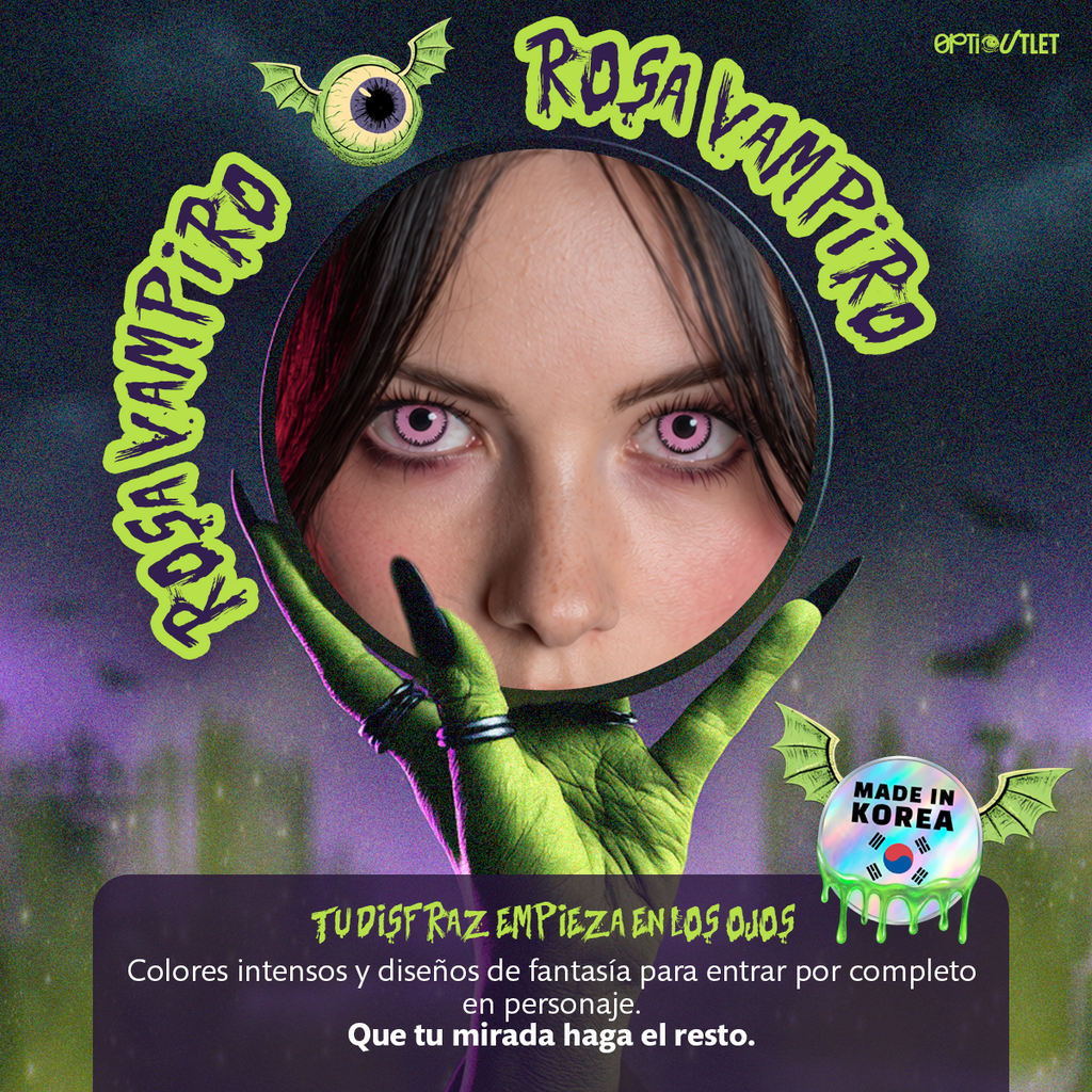 Pupilentes de fantasía Rosa Vampiro de Optioutlet vistos de cerca