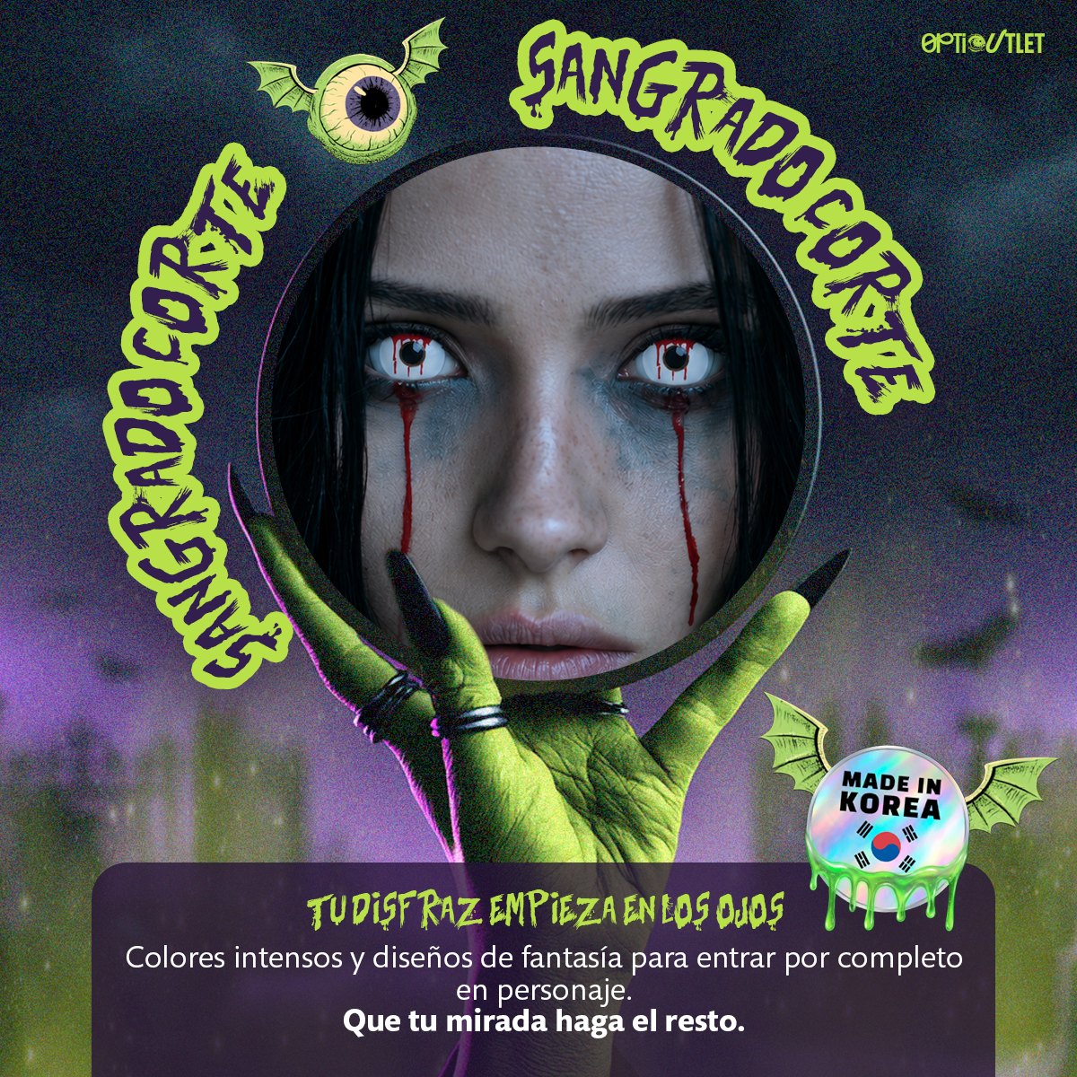Pupilentes de fantasía Sangrado Corte de Optioutlet vistos de cerca
