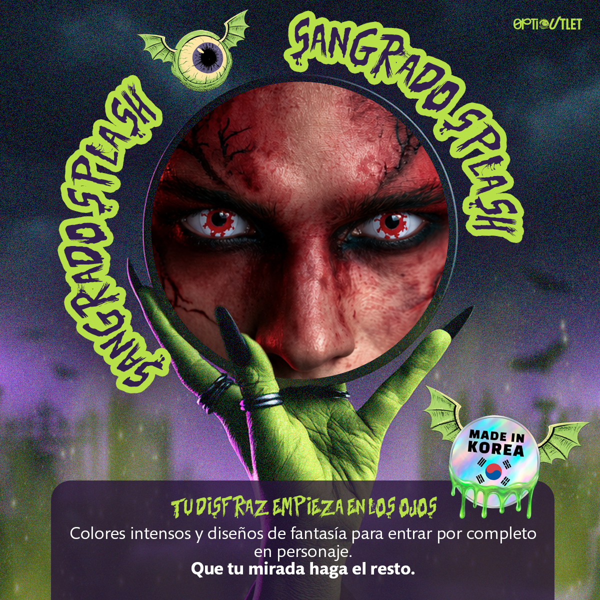 Pupilentes de fantasía Sangrado Splash de Optioutlet vistos de cerca