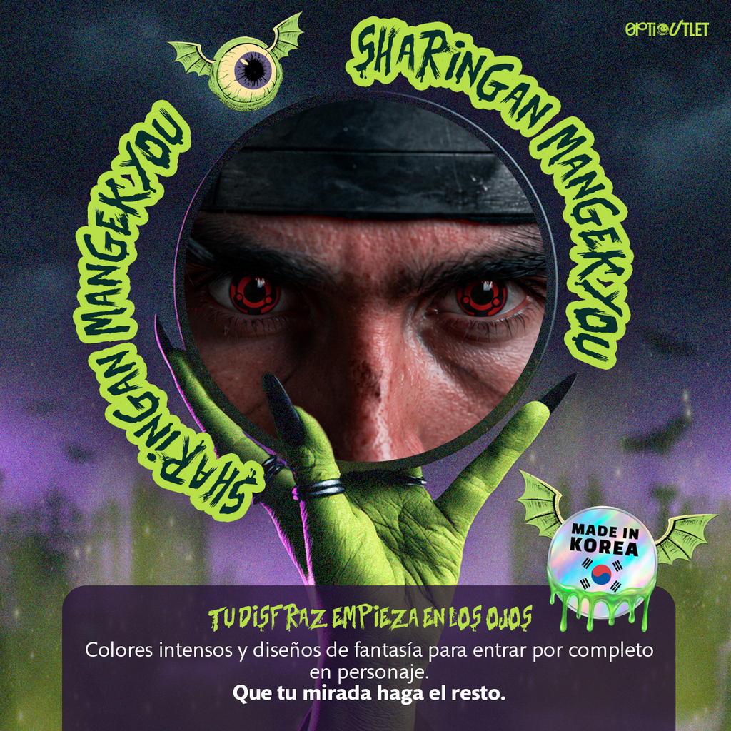 Pupilentes de fantasía Sharingan Mangekyou de Optioutlet vistos de cerca