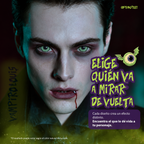 Modelo caracterizado con los pupilentes de fantasía Vampiro Louis