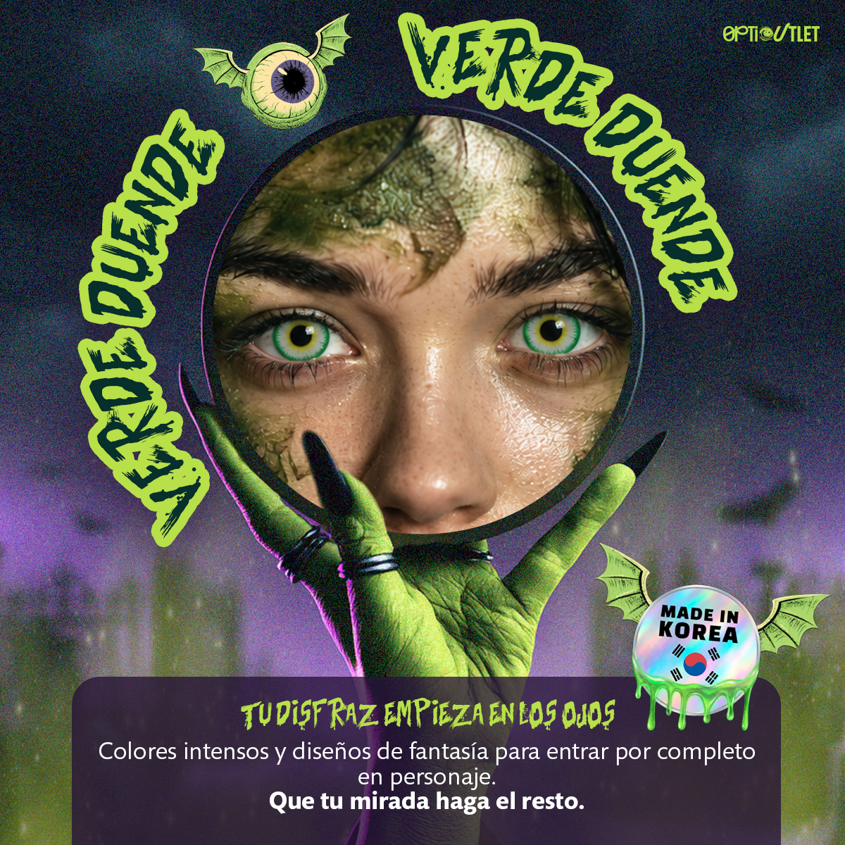Pupilentes de fantasía Verde Duende de Optioutlet vistos de cerca