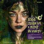 Modelo caracterizado con los pupilentes de fantasía Verde Duende