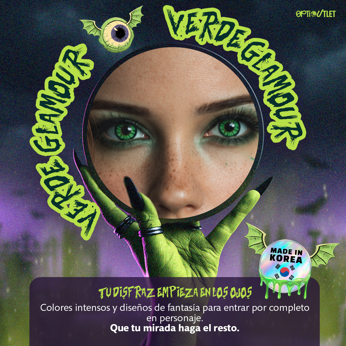 Pupilentes de fantasía Verde Glamour de Optioutlet vistos de cerca