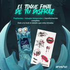 Pupilentes Verde Joker con planilla de tatuajes temporales incluida