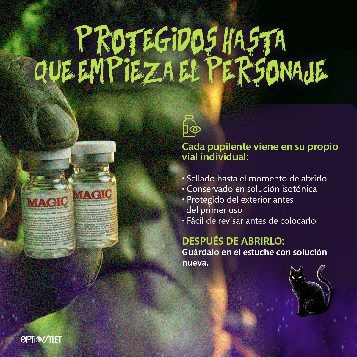 Cada pupilente viene sellado en su vial individual con solución isotónica